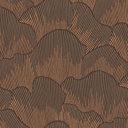 Обои "Wave" (Волна) ART. QTR7 010 морская волна насыщенного коричневого цвета с медными элементами разбивающаяся о причал